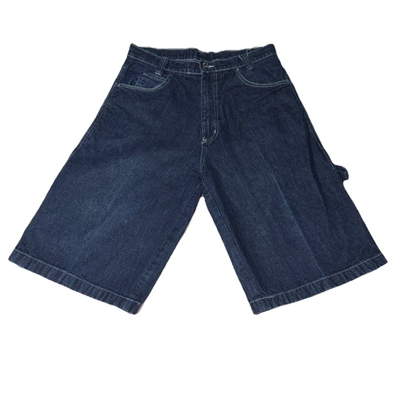 Vintage Iceberg History Jean Shorts Mens 32 Kung Fu Scooby Blue Dark Wash Skater - Picture 2 of 11